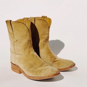 Suede Western Ankle Boots - Tan